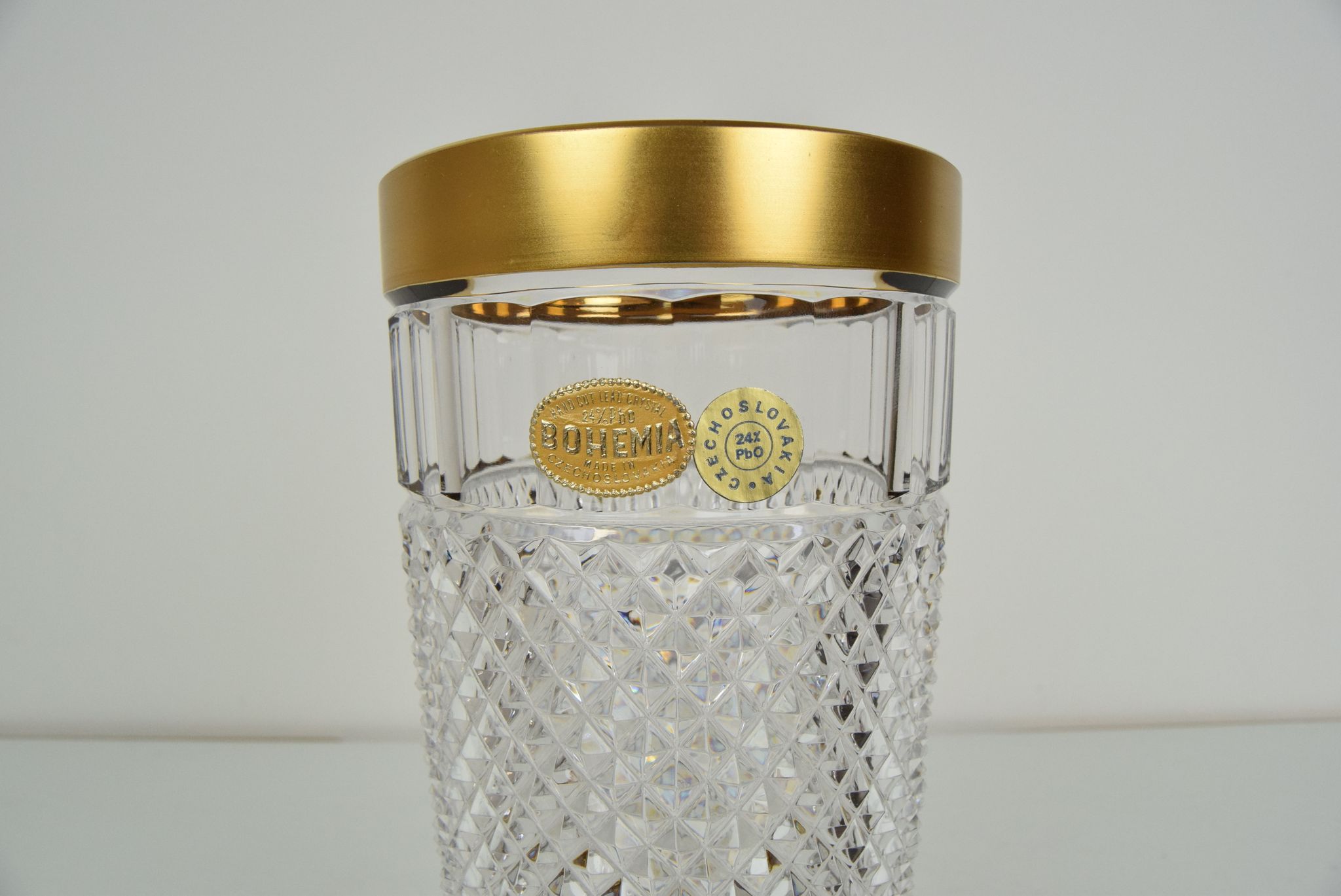 Mid-century glass vase,bohemia crystal,circa 1960's.