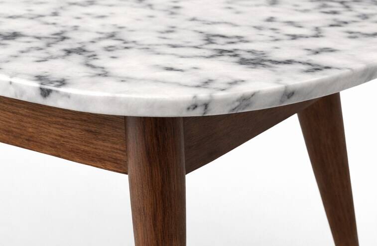 Table basse scandinave vintage en marbre