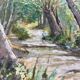 Tableau aquarelle "Sentier en forêt" école du XX° siècle