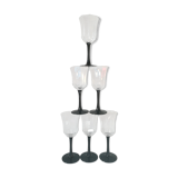 6 black-footed octagonal glasses