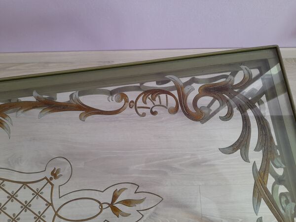 Table basse verre et fer forgé. année 1950 / 1960