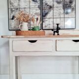 Antique counter, wooden work table.