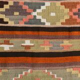 Pink & Brown Turkish Vintage Kilim Runner Rug, 77x387Cm