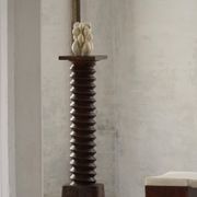 19th-century sculptural French wine press in solid wood / pedestal