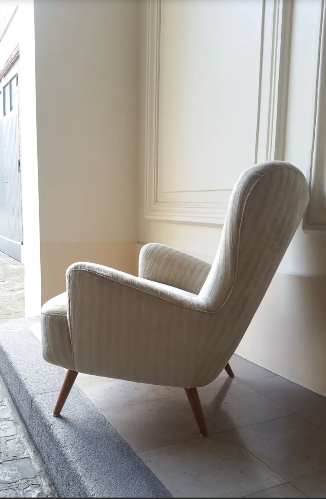 Armchair organic egg Wing chair Bergere years 50-60