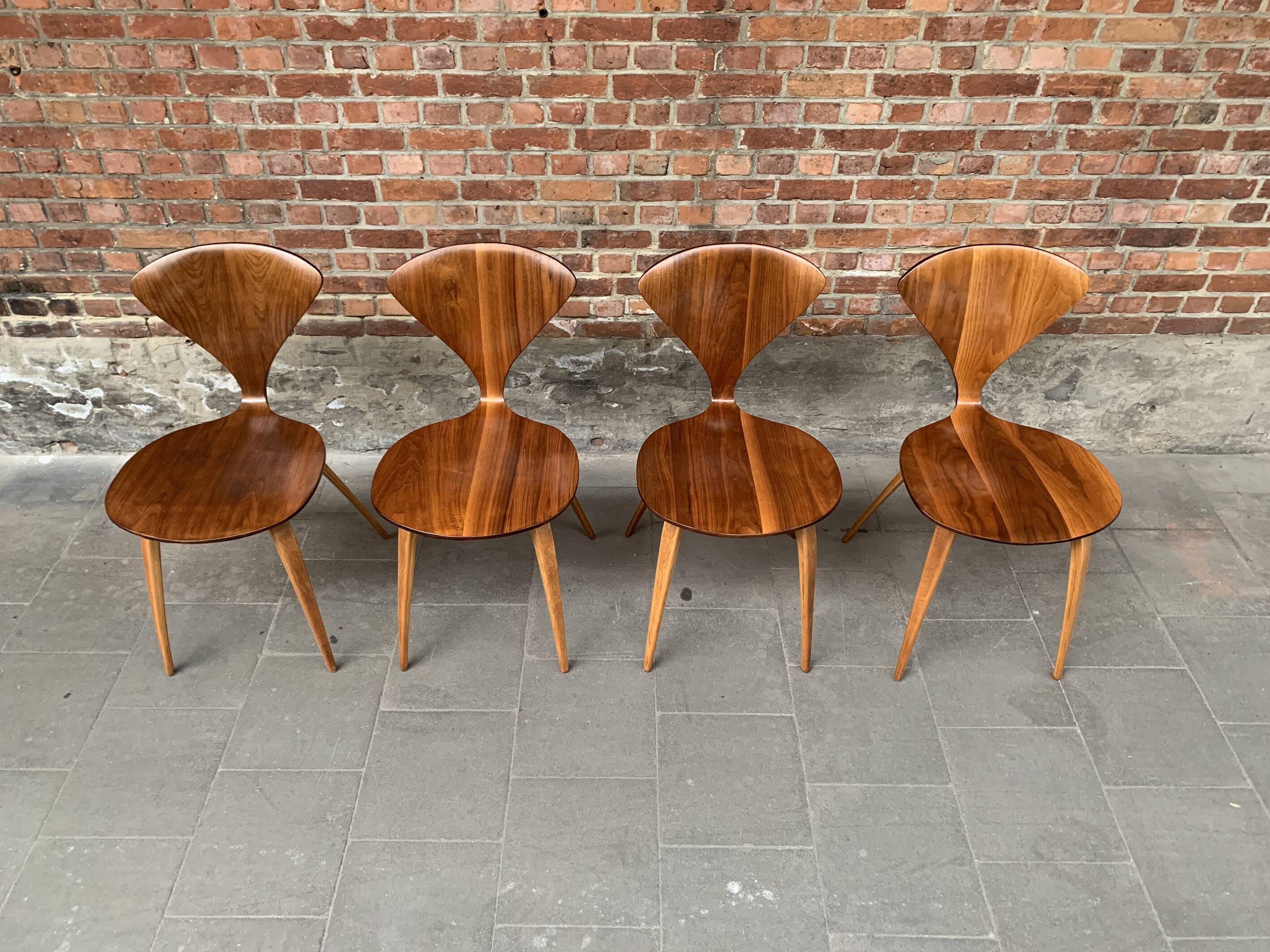 Set of 4 Norman Cherner chairs for Plycraft USA in teak, 1960s