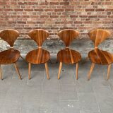 Set of 4 Norman Cherner chairs for Plycraft USA in teak, 1960s