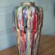 Vase signed Louis Gueule – Elgé Vierzon, multicoloured polychrome earthenware vase in geometric shape, collection.