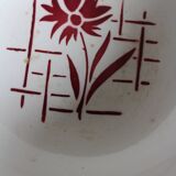 Large Sylvia Digoin Sarreguemines red flower Art Deco salad bowl