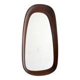 Miroir vintage scandinave avec cadre incurvé en acajou