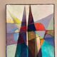 Oil on Swedish panel – 'Geometric Composition' by Stellan Widholm – Signed – vintage and framed – 35 × 32 × 5 cm