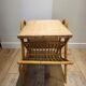 Vintage coffee table in rattan & wicker – Vinyl record player & storage cabinet