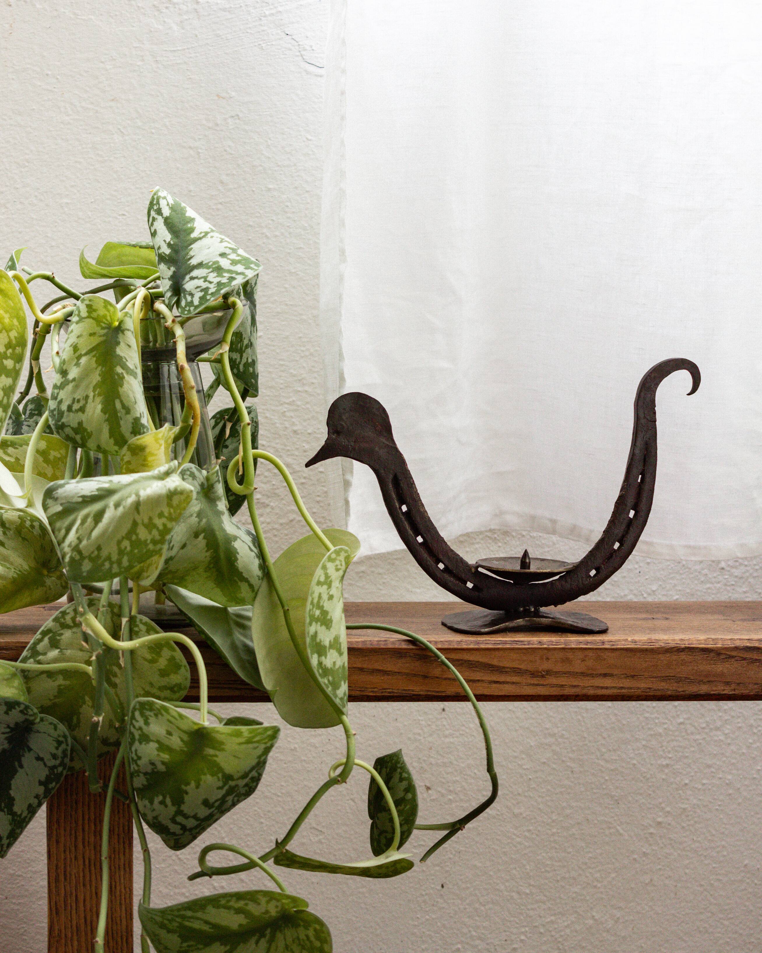 Zoomorphic wrought iron candle holder, France, 1950s