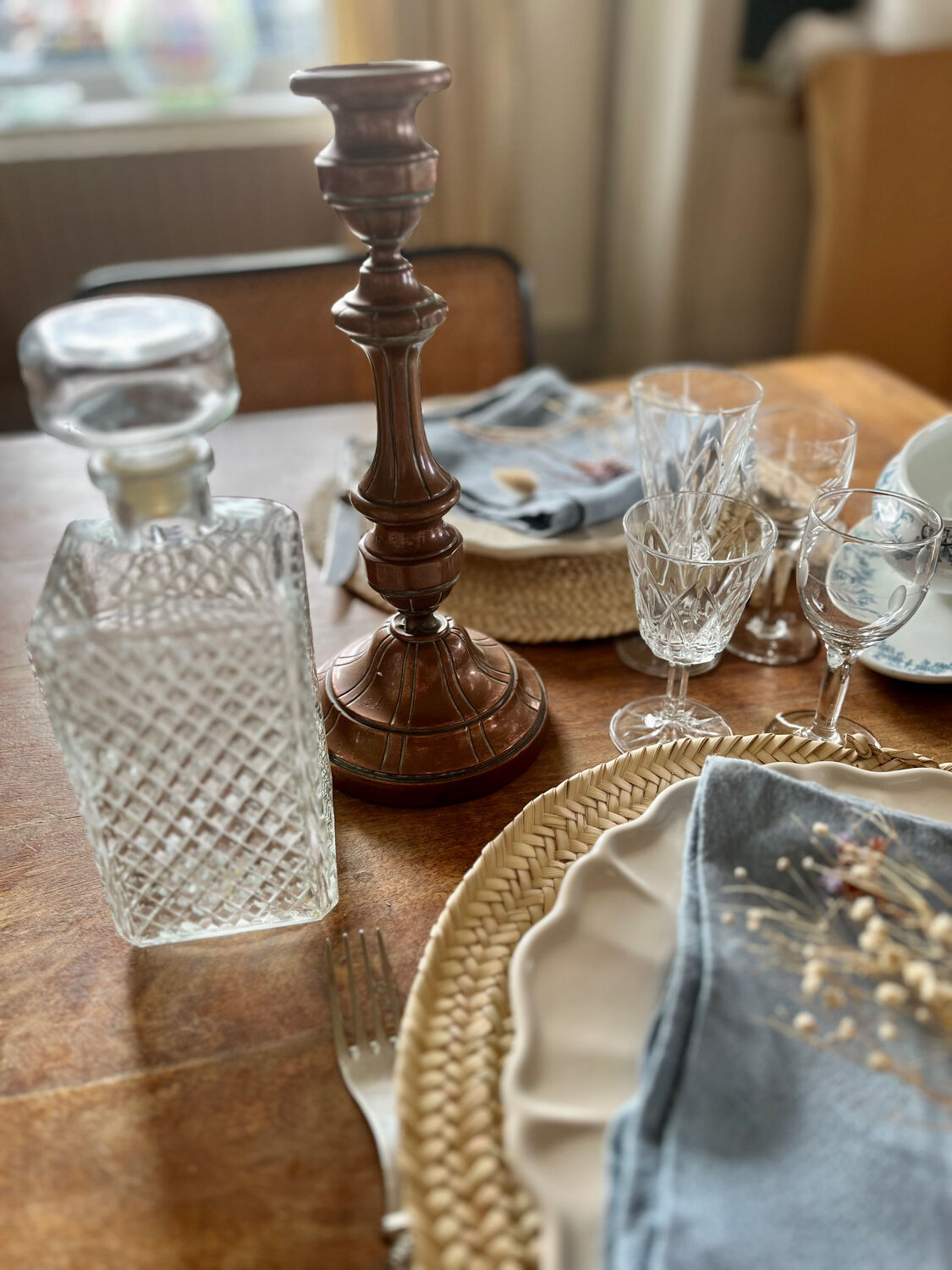 Vintage copper brass candle holder