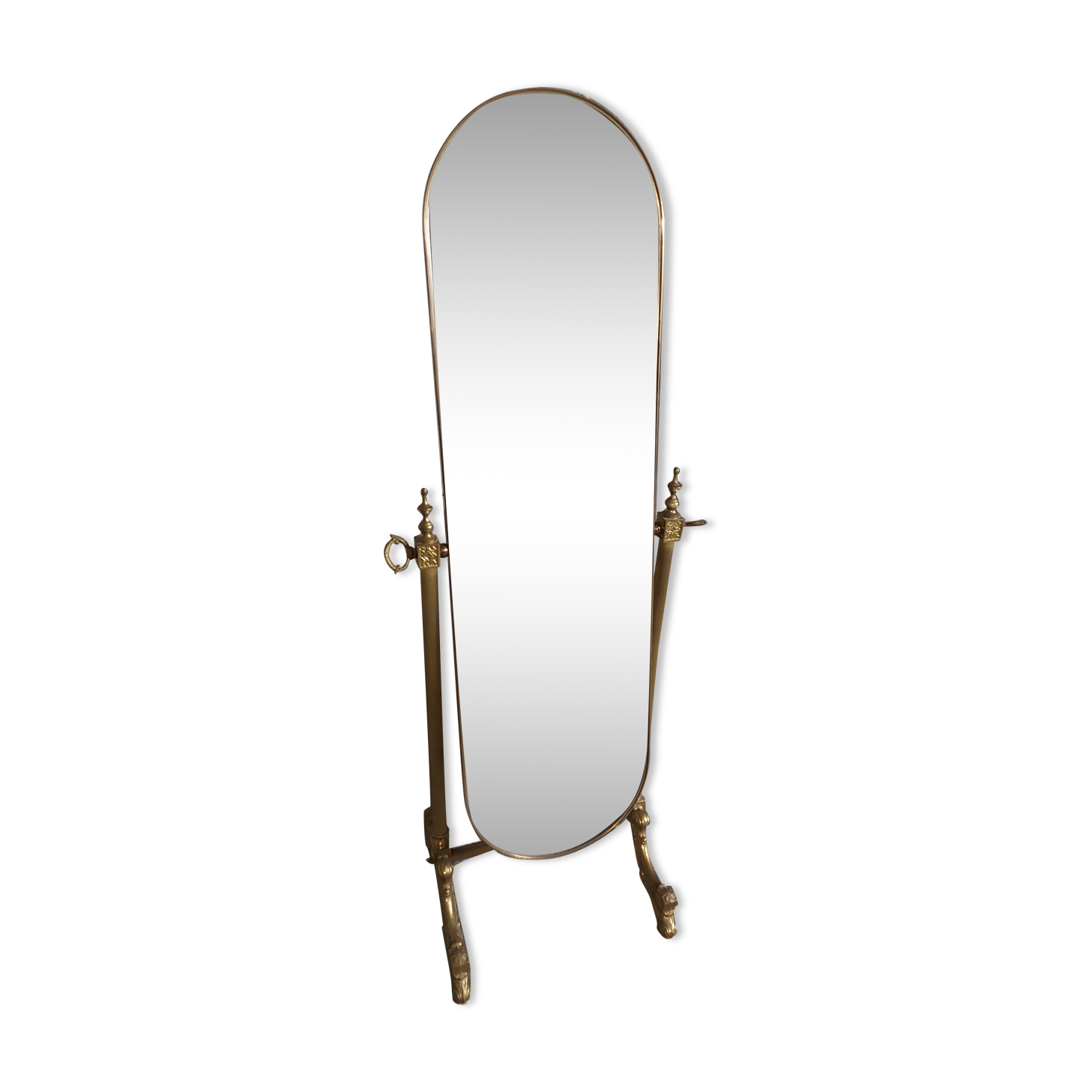 Psyche mirror in vintage gilded bronze