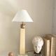 Alabaster lamp, 2M braided fabric cable, cotton shade