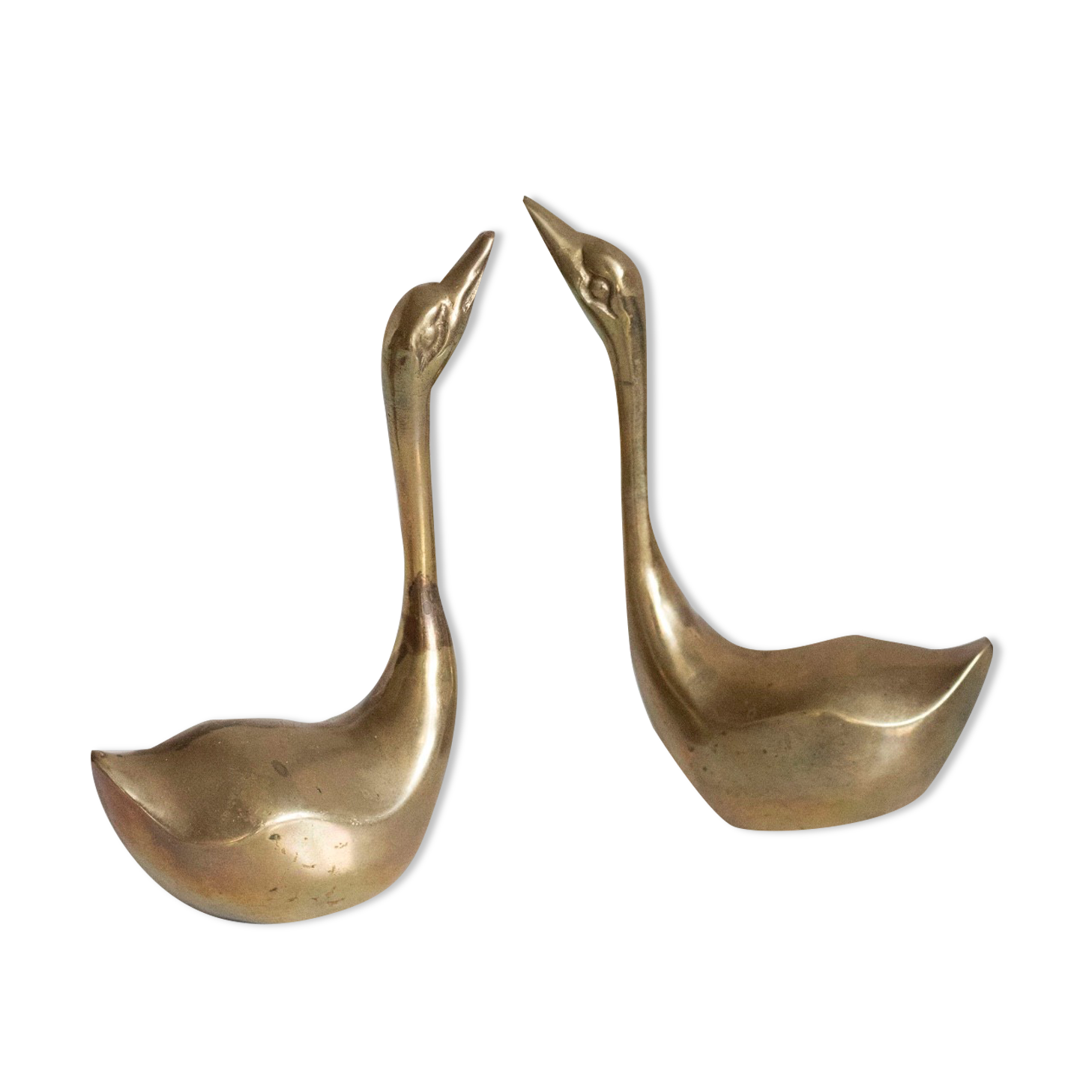 Pair of vintage brass swans