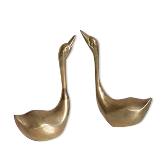 Pair of vintage brass swans