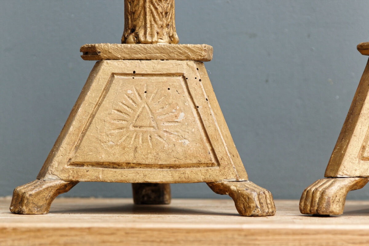 Pair of wooden candle spades, 18th century