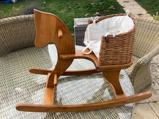 Wood/rattan rocking horse Moulin Roty