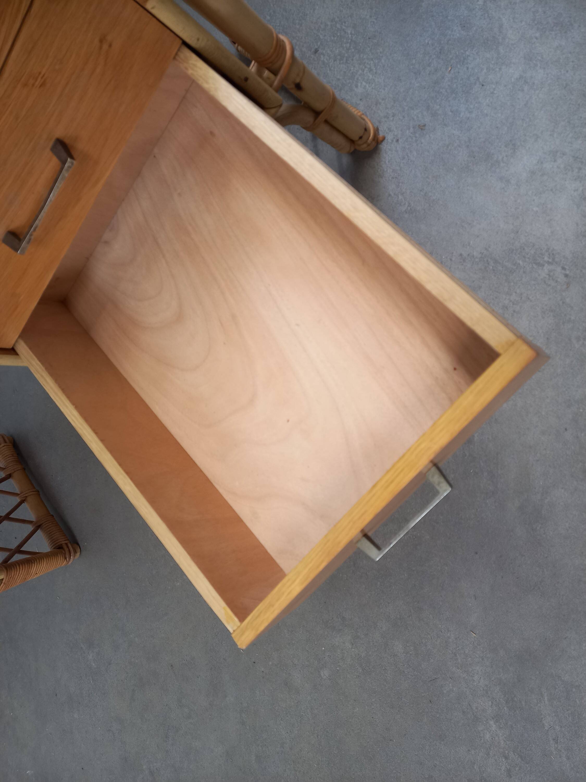 Desk and its rattan chair