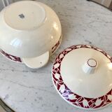 Tureen Badonviller tulips burgundy 30s-40s