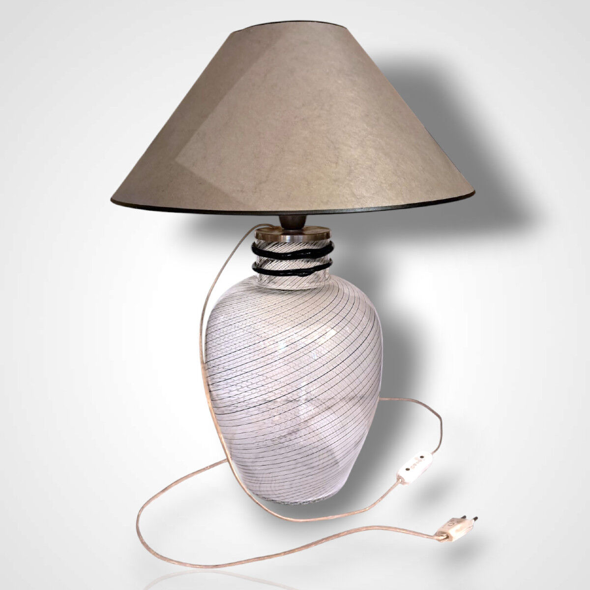 Fratelli Toso, Murano glass vase converted into a lamp, 20th century.