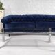 Rectangular coffee table from the 70s in chrome steel and smoked glass top