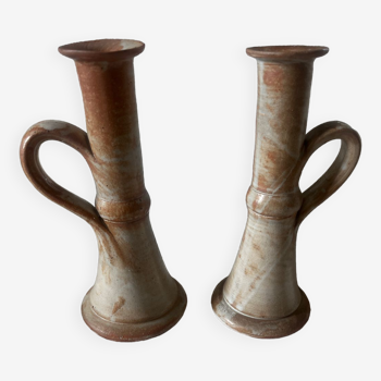 2 Sandstone candlesticks