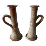 2 Sandstone candlesticks