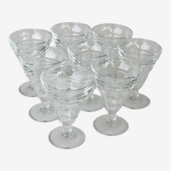 6 Antique stemmed glasses of bistrot,  Duralex France