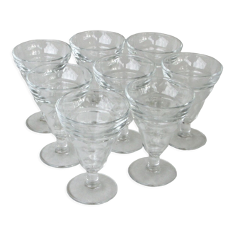 6 Antique stemmed glasses of bistrot,  Duralex France