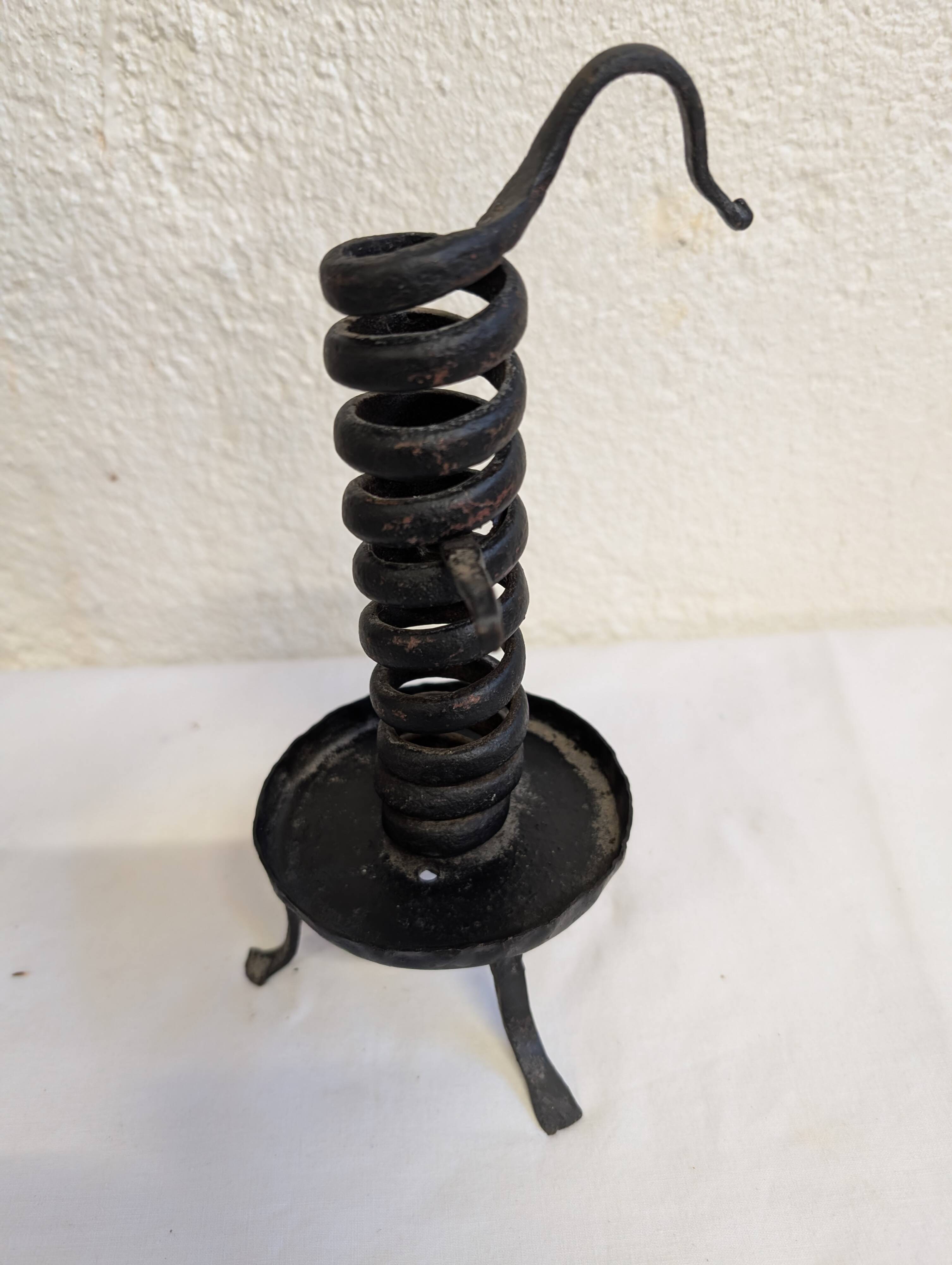 Vintage brutalist wrought iron candlestick