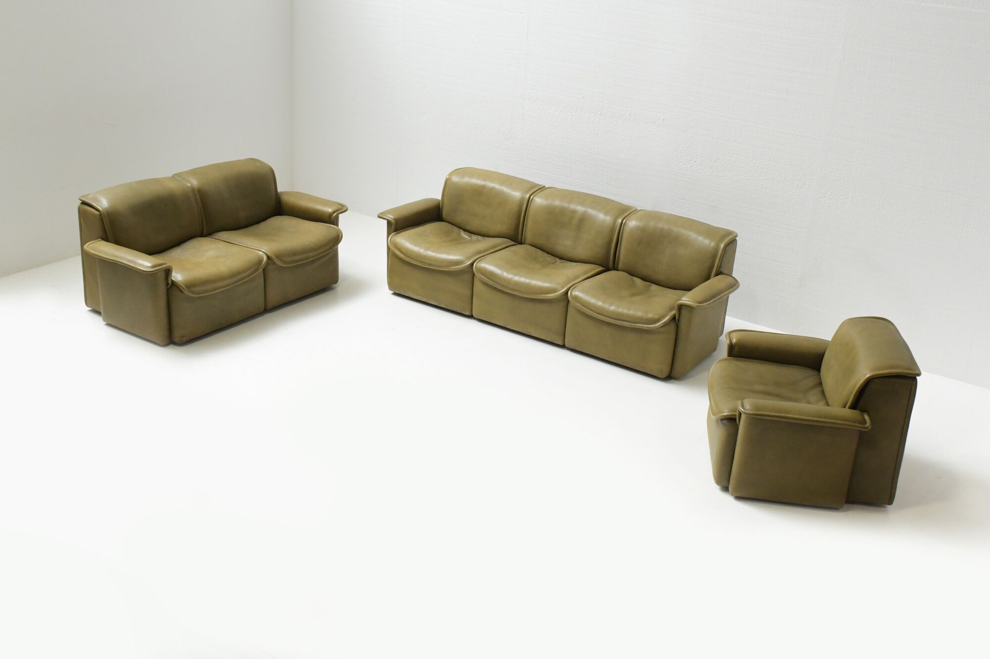 DS-12 modular vintage set in green leather by Team de Sede for De Sede Swiss