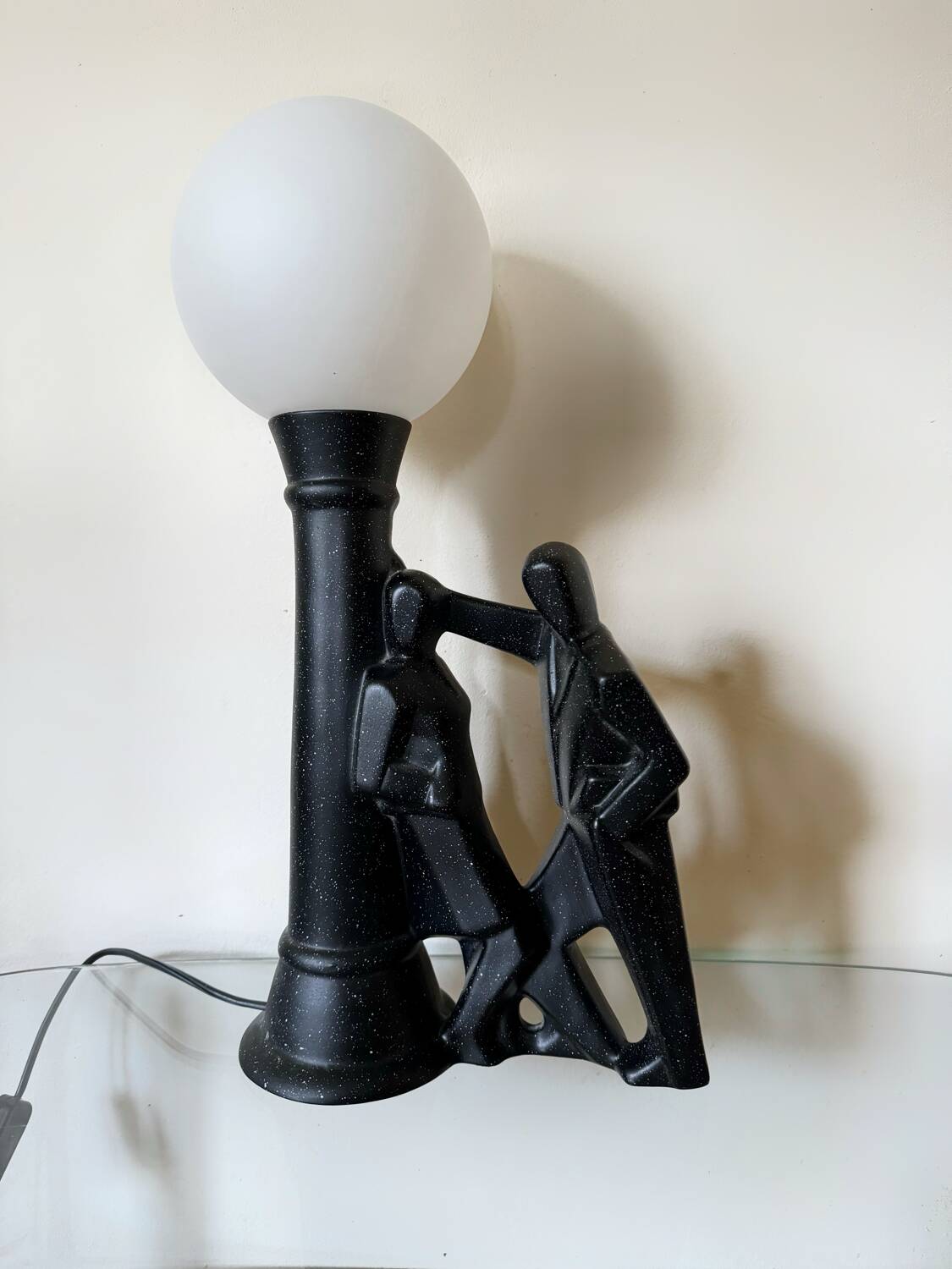Figurative ceramic and opaline lamp from the 70s