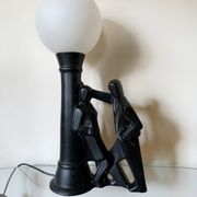 Lampe figurative céramique et opaline années 70
