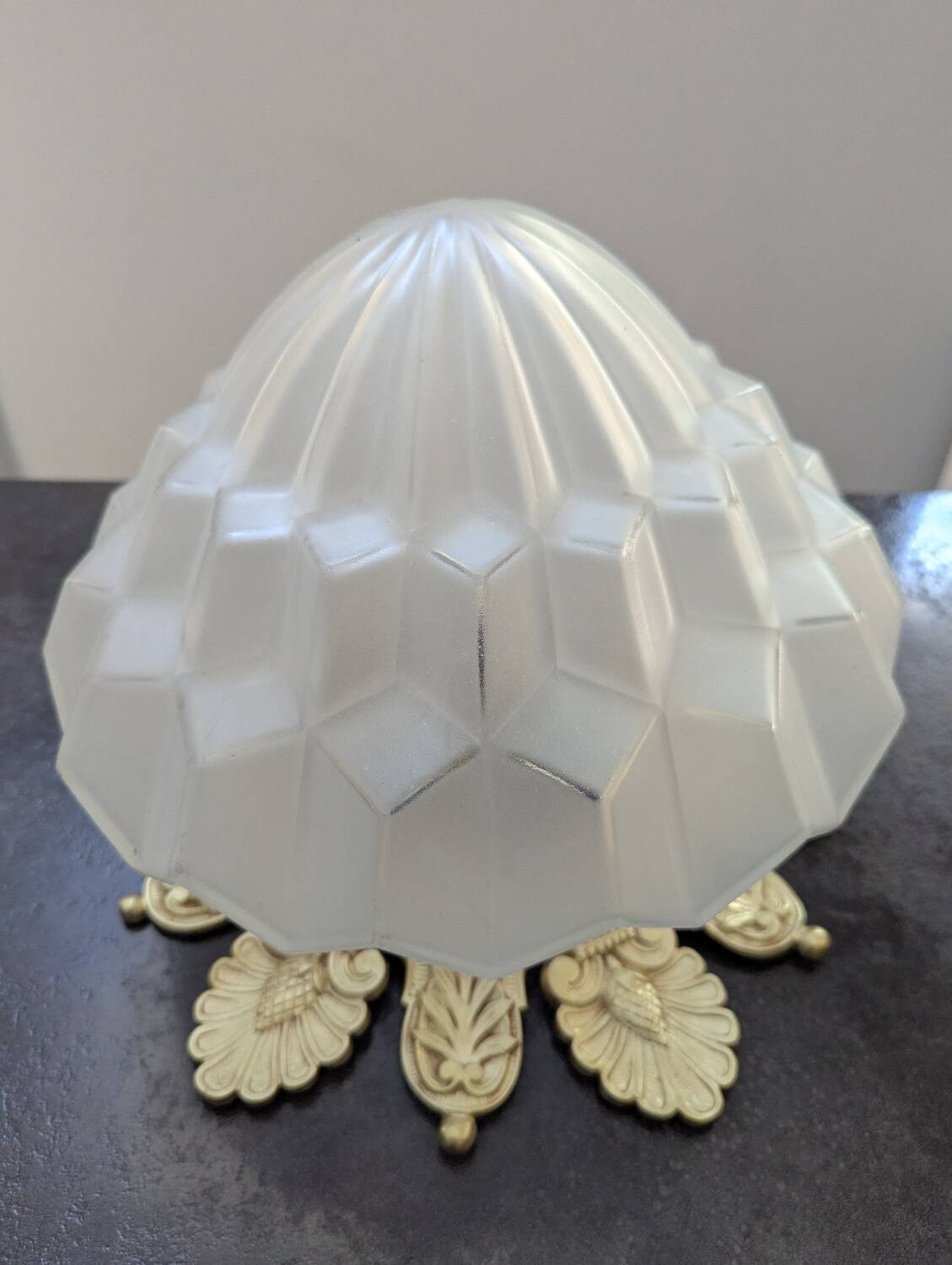 Art Nouveau ceiling light, table lamp in pressed-molded glass