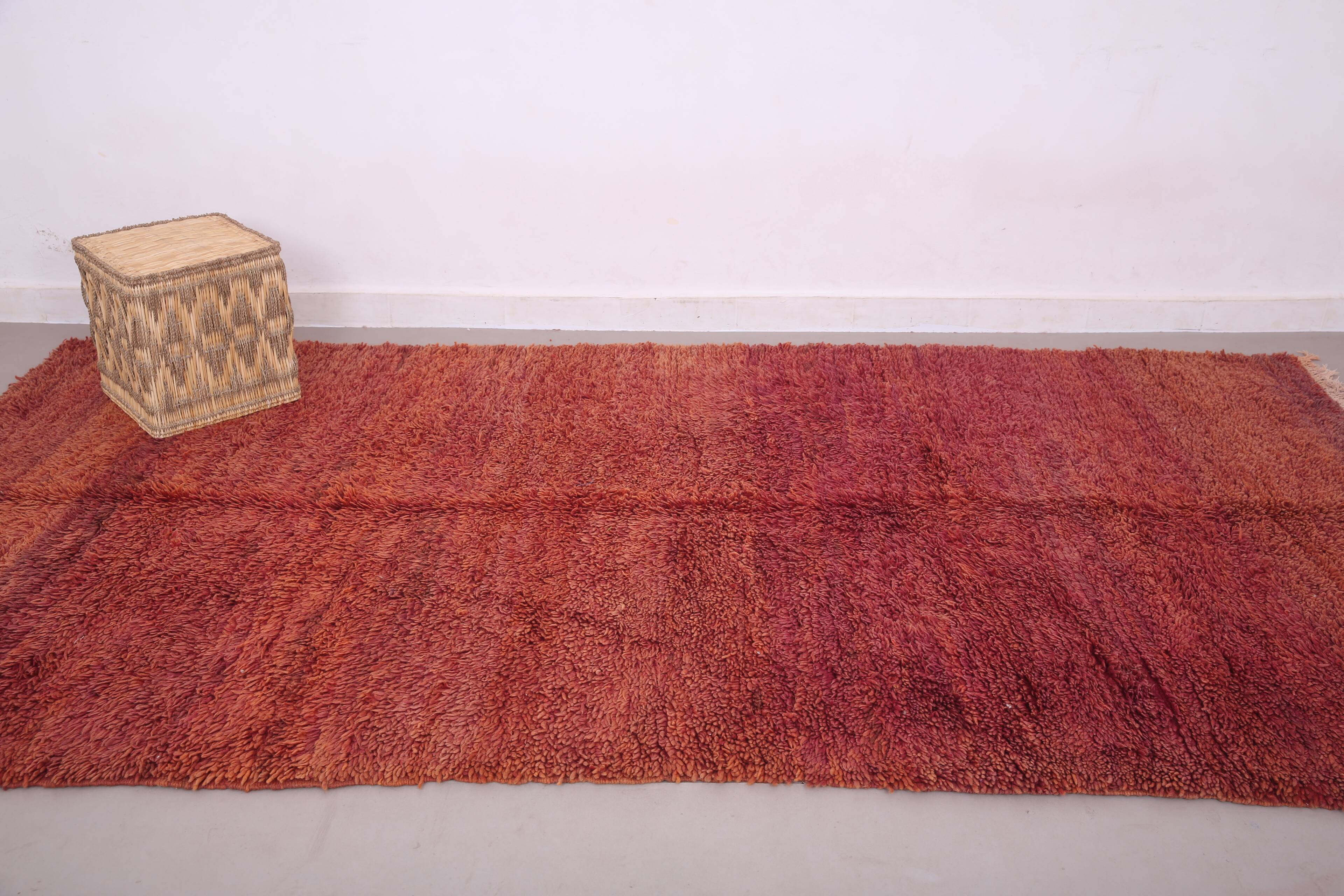 Burgundy Vintage Handmade Moroccan rug 180 x 336 cm - Berber wool Rug