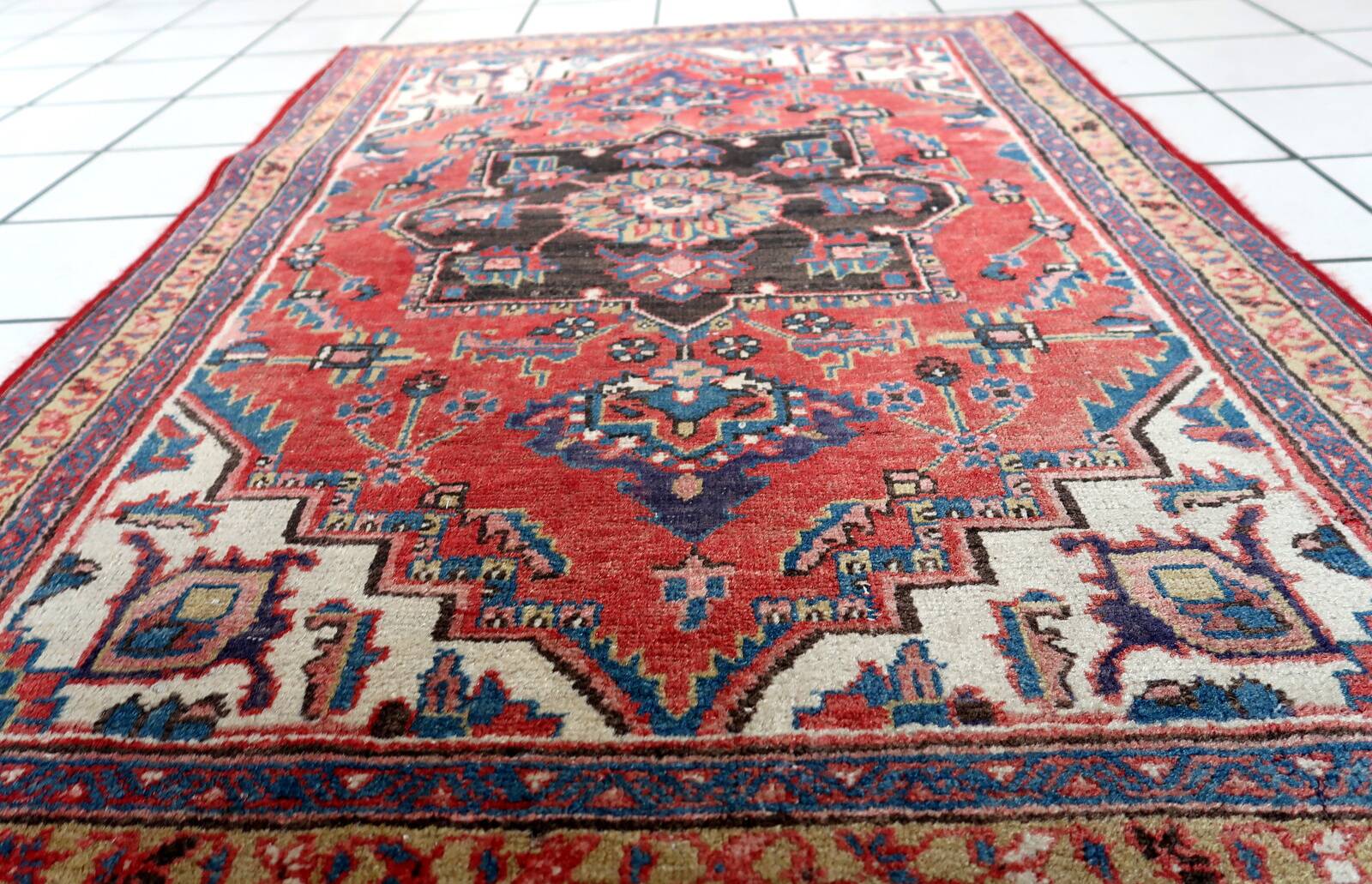 Tapis Hamadan vintage fait main en laine – 92 x 132 cm - 1C1040