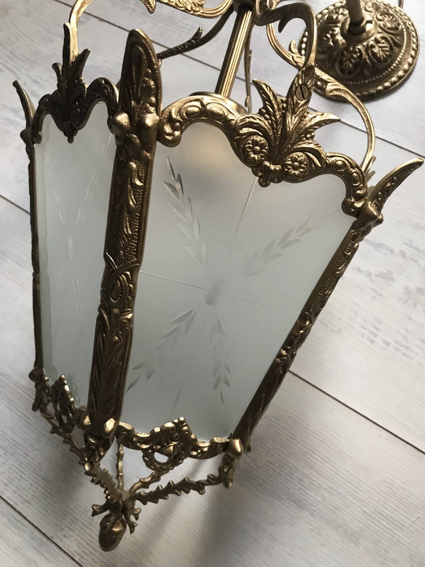 Antique french hall lamp milk glass
