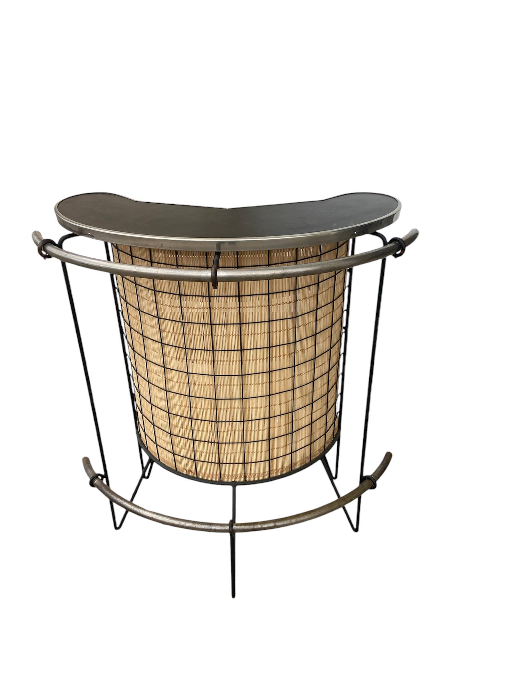 Metal and rattan bar, 1950s