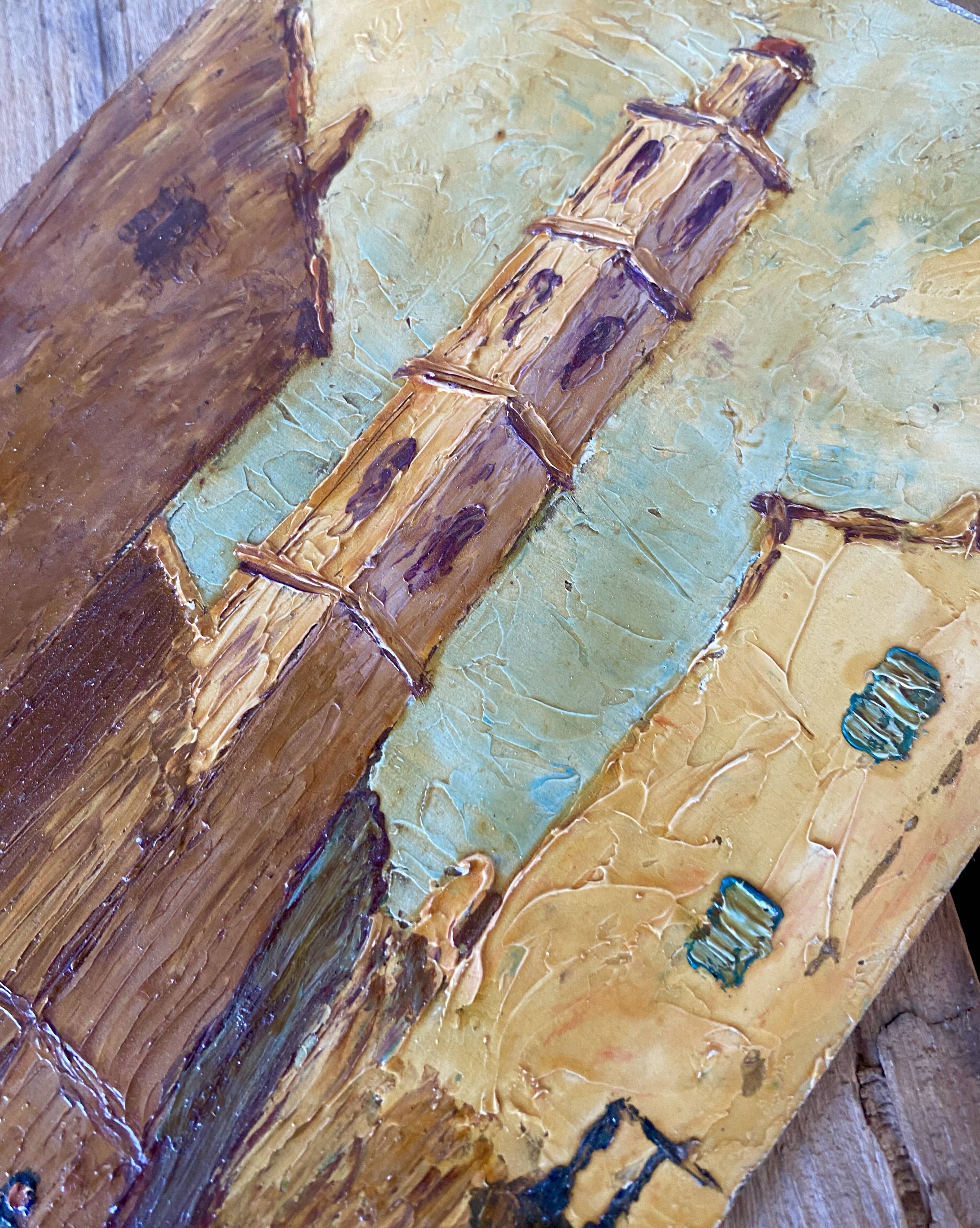 Orientalist oil, wooden and glass frame