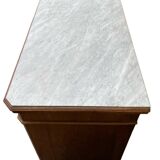 Antique Louis Philippe style chest of drawers with a white marble top.