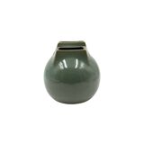 Mid-century Modern green spherical gres vase, Franco Bucci Italy ca. 1970