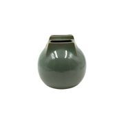 Mid-century Modern green spherical gres vase, Franco Bucci Italy ca. 1970