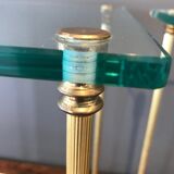 Pair of pieces of regency brass sofas and 60s glass