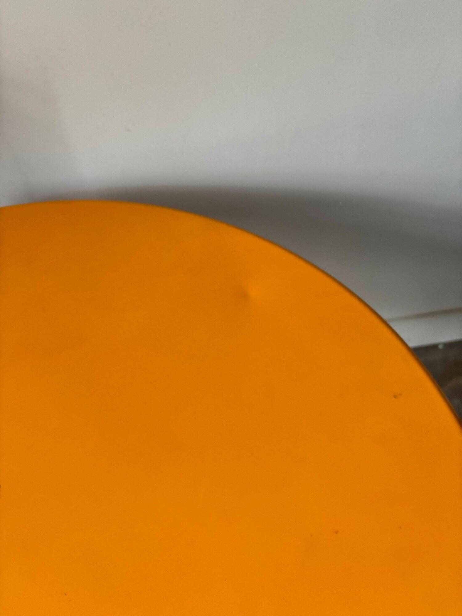 Yellow metal tripod coffee table by Tord Bjorklund for Ikea, circa 1980