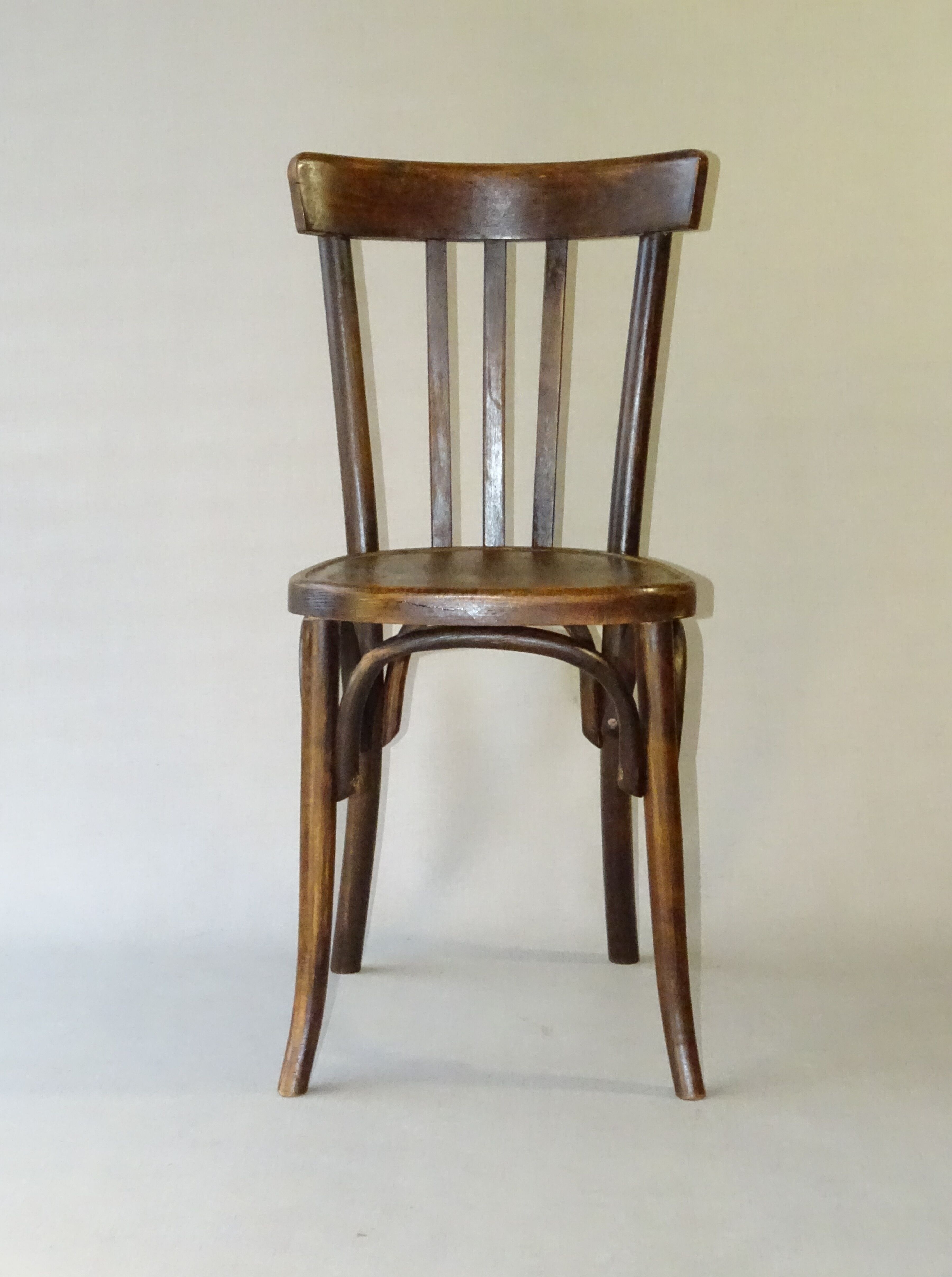 2 Fischel bistro chairs from 1938, wooden seat