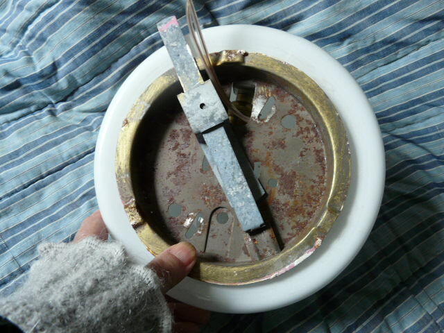 Ceiling lamp in opaline half-moon 1950 diameter: 20cm.