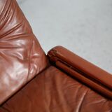 Easy chair "space age". Jean Prévost, France, leather, circa 1970